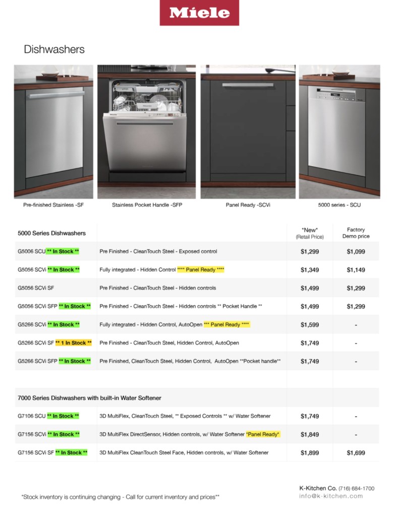 Miele Appliance Demo List